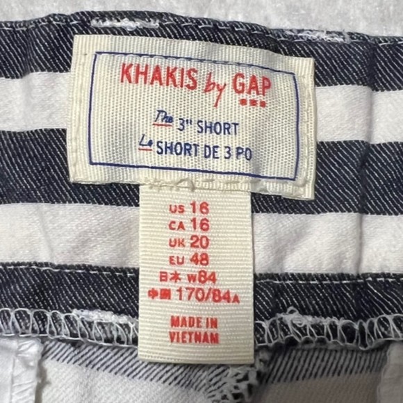 KHAKIS BY GAP The 3 Inch Short Womens Blue Striped Stretch Denim Size 16 - Picture 5 of 10